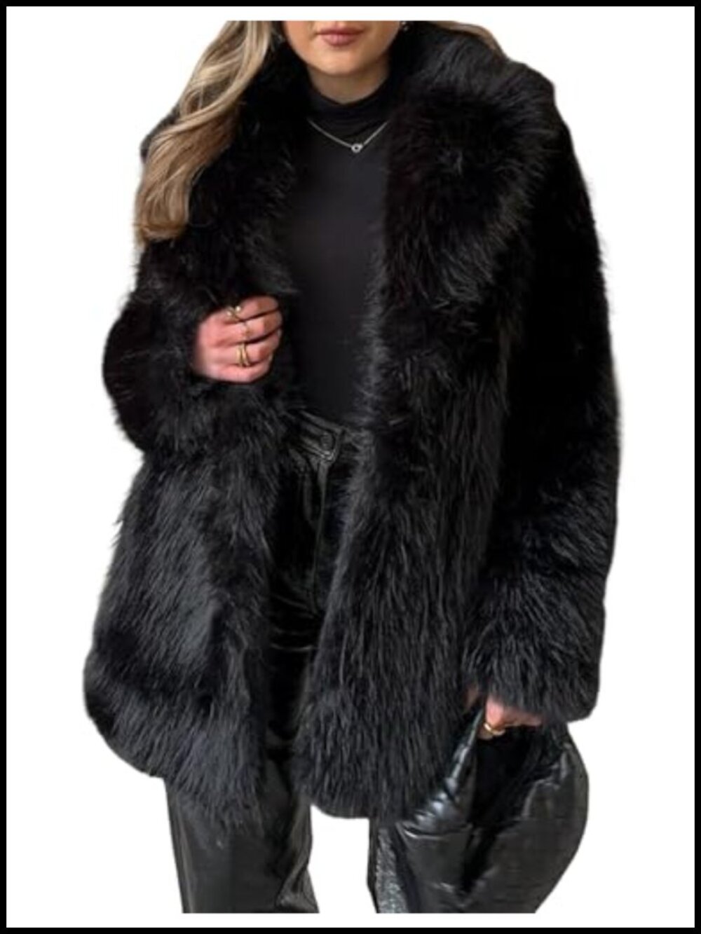 Womens Faux Fur Coat Long Warm Fluffy Fur Jacket Winter